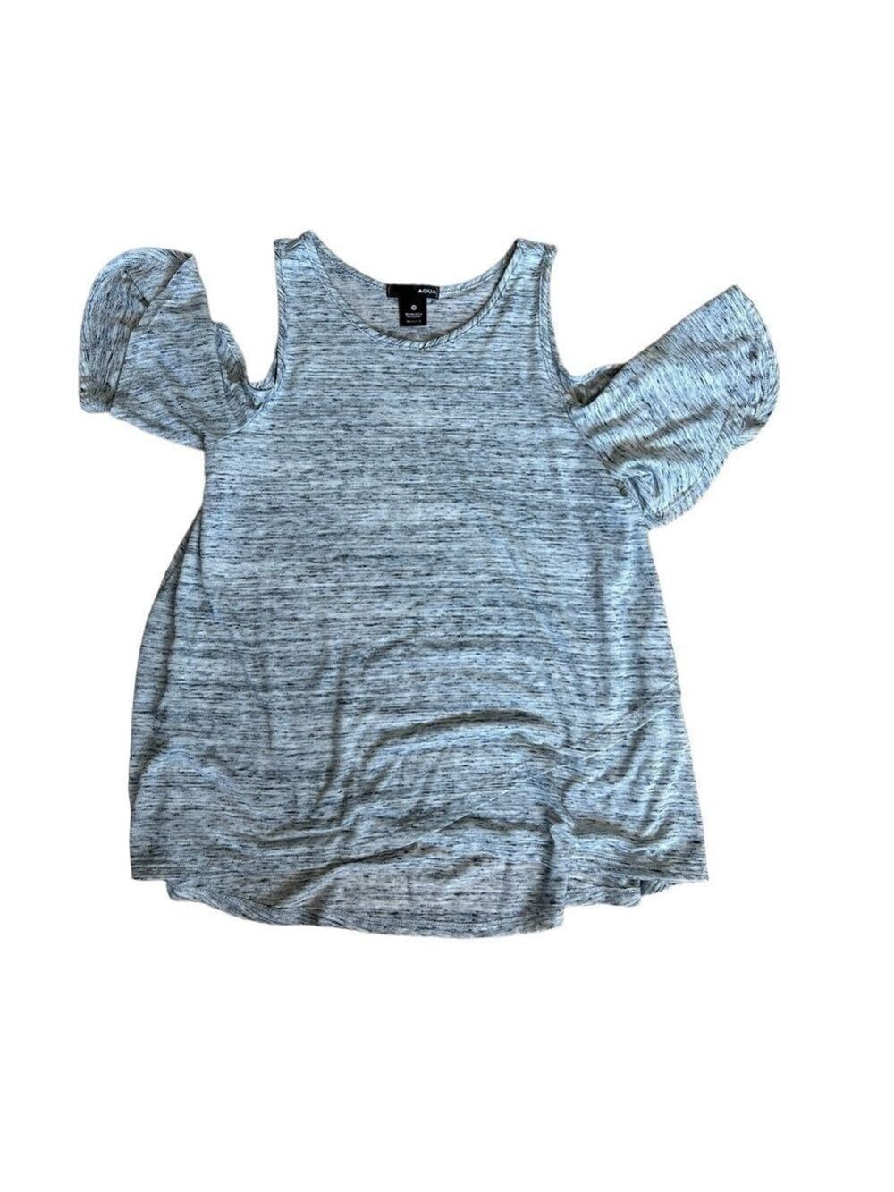 Aqua Gray Heathered Cold Shoulder Tee Women XS